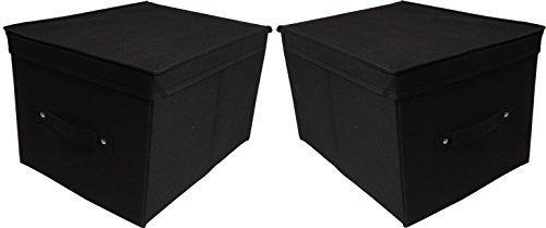 Neusu Premium Medium Foldable Storage Boxes, 40x30x25cm 30 Litres, 2 Pack Black