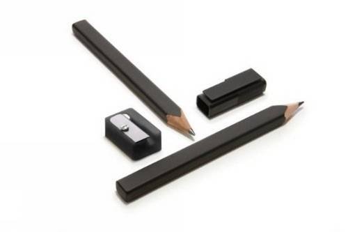 Moleskine  Set of 2 Black Pencils and Sharpener, Black, Large Point (3.0 MM), Black Lead (Writing Collection)