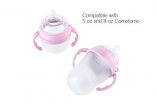 Compatible Bottle Handle for Comotomo, (Pack of 2, Pink)