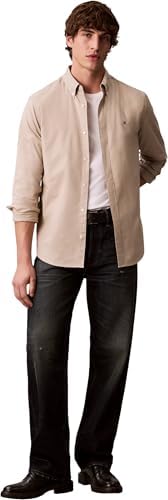 Uomo Camicia Solid Oxford Classic Shirt Camicia Casual, Grigio (Ancient Marble), XS