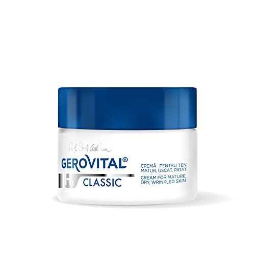 Gerovital H3 Classic Anti-Wrinkle Face Cream Very Moisturizing with Hyaluronic Acid and Vitamin E with High Restorative Power for Mature, Dry & Wrinkled Skin, 50ml