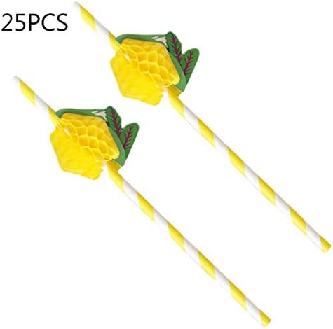 Fruit-Shape Paper Straws, Disposable Safe Eco-Friendly Drinking Cocktail Straw Decorative for Party Bar Wedding - Lemon