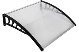 ELOMBR 40" x 40" Door Awnings Exterior, Window Awning for Door Entrance, Polycarbonate Cover Window Awnings for Outside Rain and Snow, UV Sunlight Protection, Hollow Sheet(Clear Board)