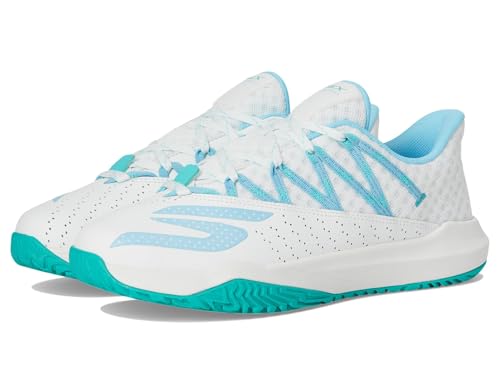 Skechers Women's Viper Court Rally Pickleball Sneaker, White/Light Blue, 11