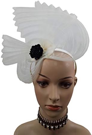 ABPF Horsehair Folds Fabric Flower Fascinator Headband Hats Wedding Church Hat