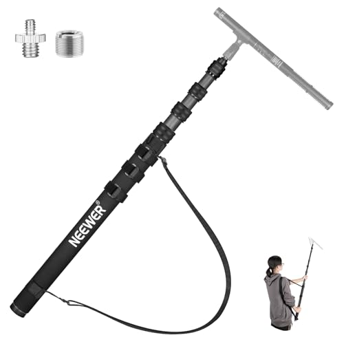 NEEWER Upgraded Microphone Boom Pole, 9.8ft/300cm Telescopic Carbon Fiber Mic Boom Arm with 5 Sections, 1/4