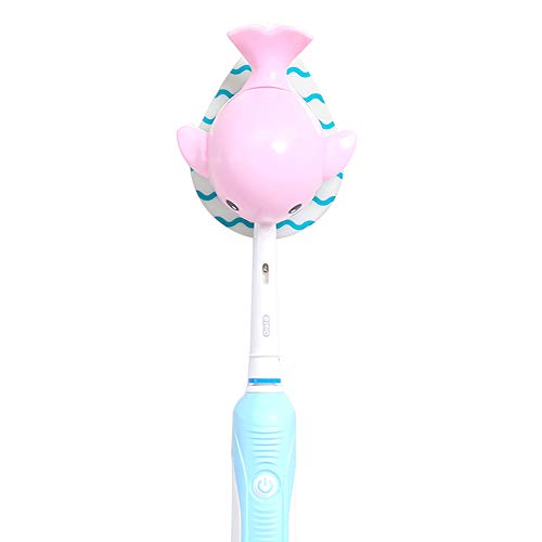 Heasa Toothbrush Holder Wall Mounted, Animal Kids Toothbrush Holder (Pink Cetacean) - Thumbnail 3