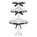 Amalfi Decor Cake Stands, Round Metal Pedestal Holder with Ribbons, White, Set of 3