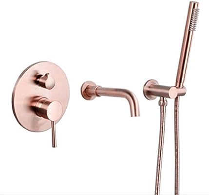 Wall Mounted Concealed Brushed Rose Gold Bathtub Shower Faucet