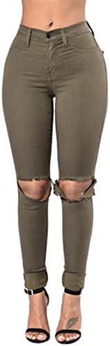 Cheryl Bull Popular Women's Solid Color Destroyed Skinny Ripped Hole Jeans Denim Pants S Pattern 2Small