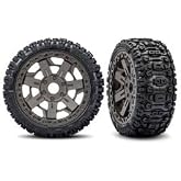 Traxxas 9071-GRAY - Jato 4X4 Sledgehammer Low-Profile Pre-Glued Tires, Gray (2)