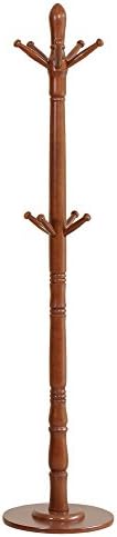 TTP Furnish Solid Wood Coat Rack / Extra Support Straight Coat Rack, Espresso
