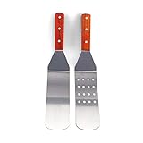 Ifavor123 Set of 2 Grilling Spatulas for BBQ Use Indoor Outdoor Stainless Steel Grill Cooking Turners