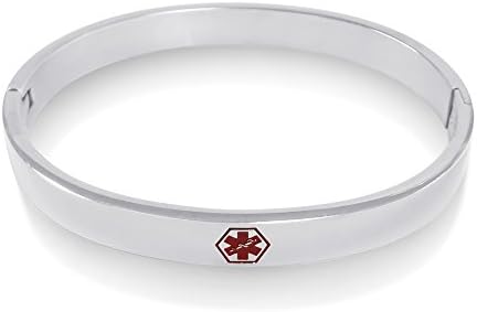 Free Engraving- Stainless Steel Polished Medical Alert ID Tag Identification UNISEX Bracelet - MEDI.D 51