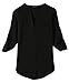 Women's Roll Tab Sleeve Tunic,Perfect Long for Leggings Shirt Cute Versatile Top(Black,XL)