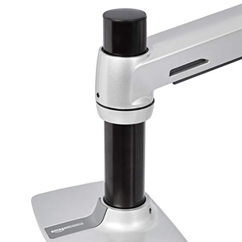 Amazon Basics Single Monitor Stand, Lift Engine Arm Mount, Silver