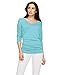 Made By Johnny WT1036 Womens V Neck 3/4 Sleeve Dolman Top with Side Shirring L Aqua