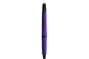 EROFA Majohn A2 Press Fountain Pen Extra Fine Nib with Box, Retractable Purple Resin Ink Pen with Converter Writing Set (Black Clip Version）