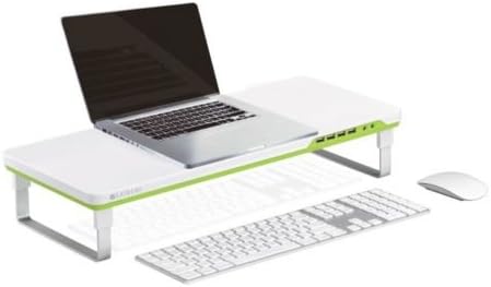 Computer iMac Laptop Pad Desktop Workspace Monitor Riser Desk Adjustable Stand (White)