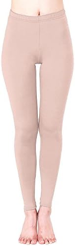 OFEEFAN Basic Solid Color Strechy Leggings For Dresses Pink L
