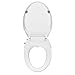 Soft close Dual Nozzles Non-Electric Bidet Elongated Toilet Seat in White with On/Off Solid Brass T Adapter | Water-Powered & Save Paper | Easy Installation and Slim Design