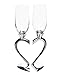 Kovot Heart-Shaped Champagne Toasting Flutes With Silver Accents | Set of 2 Champagne Glasses (7oz)