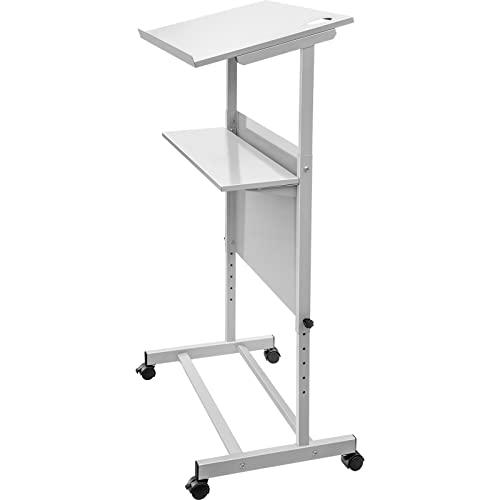 VEVOR Stand Up Lectern, Height Adjustment Portable Pulpit, Lectern Podium with 4 Rolling Casters