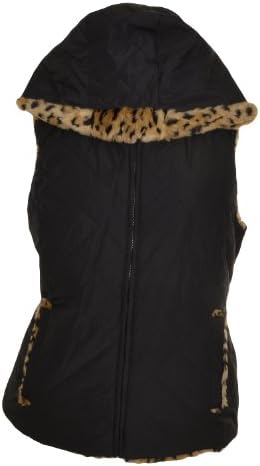 Kristen Blake Women's Reversible Soft Fur Hooded Animal Print Vest
