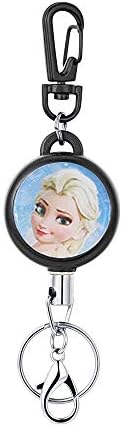 【2019 Newest】HASFINE Retractable Keychain Badge Holder Carabiner, Cute Retractable Badge Reel Clip with Key Chain Stainless Hook,Ice Princess