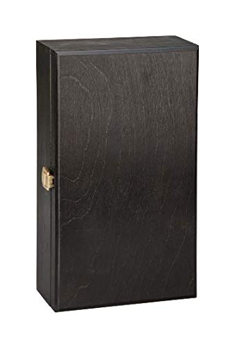 Double Bottle, Wooden Luxury Gift Box for Wine, Champagne or Whisky (Black) Wine NOT Included
