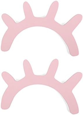 SHEbaking Wooden Eyelash Sleepy Eyes Wall Decoration For Nursery Baby Room Kids Bedroom Wall Art Hanging Sticker Baby Shower Gift,Five Colors Gold,Silver,White,Black,Pink(1 PAIR) (Pink)