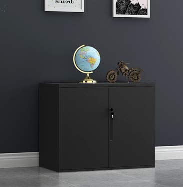 Metal Office File Cabinet 30 inch Height,Lockable Swing DoorTwo Layer Steel Cupboard with Two Layer (Black, HF-760) - Thumbnail 7