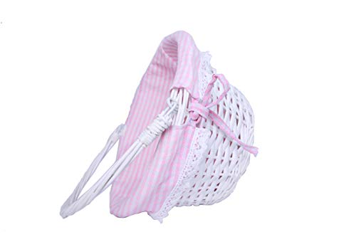 Oypeip Easter Basket Gift Basket Oval Willow Round Wicker Storage Basket With One Drop Down Handle Easter Baskets for Kids Fabric Cotton Linen For Office, Bedroom, Closet, Toys