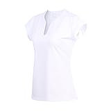 32e-SANERYI Women's Quick-Drying V-Neck Short Sleeve Tops, Golf Shirts (t42,S,White)