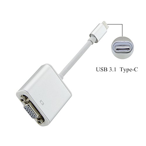 JoyNano USB 3.1 Type-C to VGA Adapter Supporting 1080P Resolution for HDTV Projector Monitor (USB-C & Thunderbolt 3 Port Compatible) Aluminium Alloy Case Silvery
