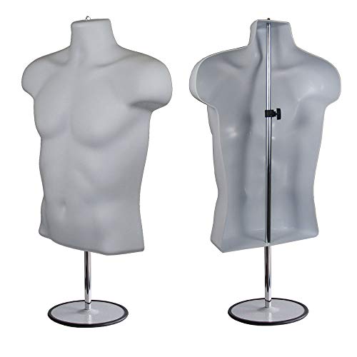 10-Pack Male + Female Mannequin Torso Set, Dress Form Hollow Back Body Tshirt Display, with Stand for Counter by EZ-Mannequins for Craft Shows, Photos or Design, Easy to Assemble and Store, S-M Sizes.