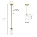 VINLUZ One Light Chandeliers Modern Clear Glass Pendant Lighting Brushed Brass Dining Room Lighting Fixtures Hanging Contemporary Lamp Semi Flush Mount Ceiling Lights
