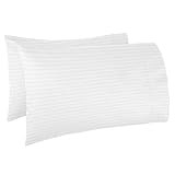 Nestl Bedding Soft Pillow Case Set of 2 - Double Brushed Microfiber Hypoallergenic Pillow Covers - 1800 Series Damask Dobby Stripe Pillow Cases, King - White