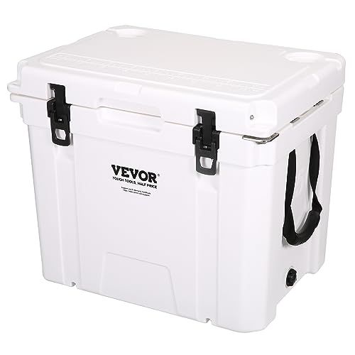 VEVOR Portable Cooler,Hard Cooler with Ice Retention, Heavy-Duty Handles and Strap, Lightweight Rigid Material Insulated Portable Cooler, Suitable for Family Picnics and Short Trips