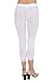 Cropped Capri Leggings with Lace Trim by F&F - Stretchy, Lightweight Tights (One Size, White)