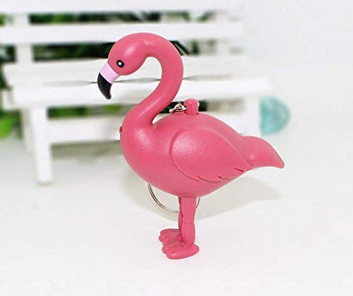 Gydthdeix 1 Pcs Newest Pink Led Light Voice Plastic Flamingo Novelty Keychains Ring Bag Charm Car Cell Phone Decor Ornament Gift for Girl Women Set