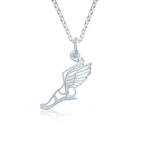 Gone For a Run Livia Collection Sterling Silver Winged Foot Necklace - Thumbnail 2