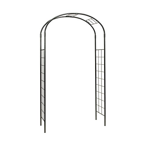 Achla Designs ARB-10 Monet Wrought Iron Arbor Metal Garden Arch, Graphite - Thumbnail 4