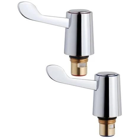 UKDD® Basin Sink Lever Head Conversion Kit 1/2" Sink Tap Basin Tap Bidet Handle Quarter Turn Valve Cartridges (Hot & Cold)