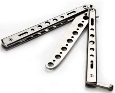 Alytimes Butterfly Knife Trainer Practice Comb No Offensive Blade,Silver