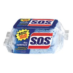 S.O.S. All-Surface Scrubbing Sponge, 3 x 5-1/4, 1 Thick, Blue S.O.S. All-Surface Scrubbing Sponge, 3 x 5-1/4, 1 Thick, Blue