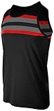 Enimay Men's Summer Stripe Beach Tank Top Slim Fit Muscle Shirt (Many Colors) Black Red Grey Large