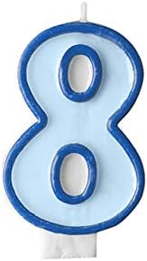 Partydeco Candle Number 8, Light Blue, Azure, 7 centimeters