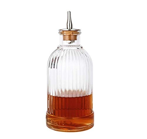 Bitter Bottle - Glass Bitter Bottle, with Gold Plated Dasher Top, Birdcage Design for Professional Mixologist, 7oz / 200ml - DSBT0010