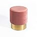 Art Leon Small Round Velvet Ottoman, Upholstered with Gold Plating Base Footstool Rest Extra Seat, Pack of 1 (Rose Pink)